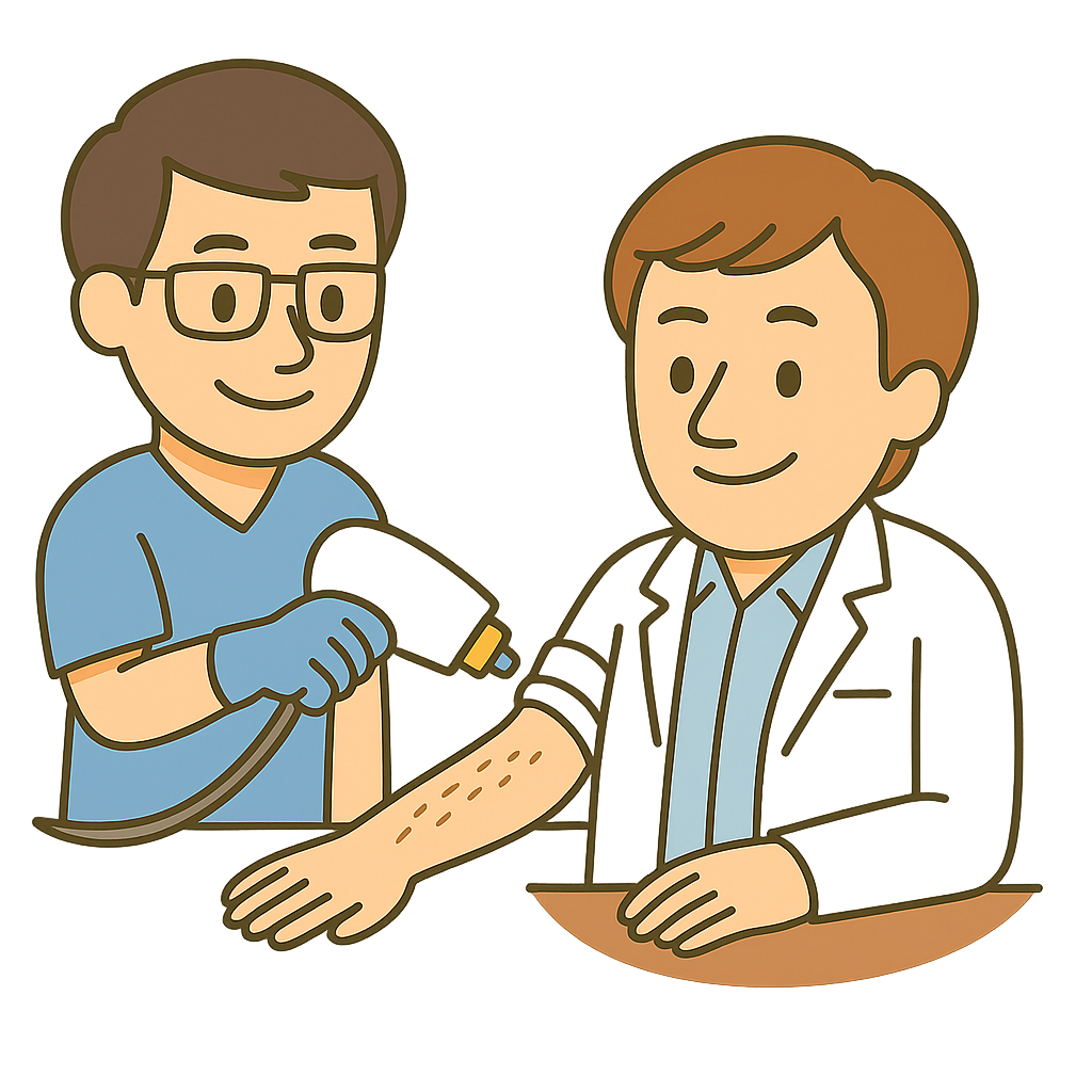 Dr. Mike Hair Vector Cartoon of a doctor getting laser hair removal