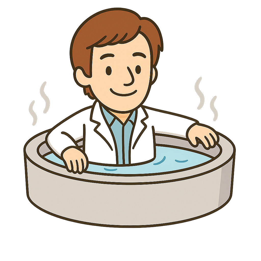 Dr. Mike Hot Tub Vector Cartoon of a doctor sitting in a hot tub