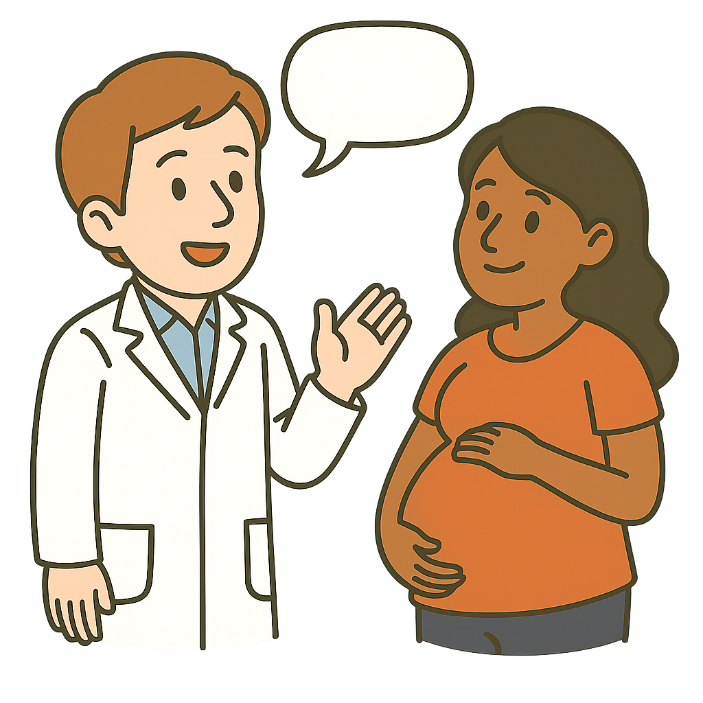 Dr. Mike Pregnant Vector Cartoon of a doctor talking to a pregnant woman
