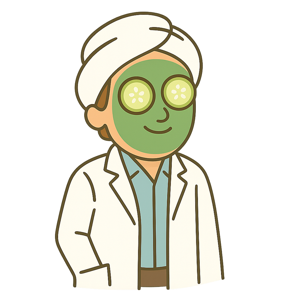 Dr. Mike Spa Vector Cartoon of a doctor getting a face mask at a spa