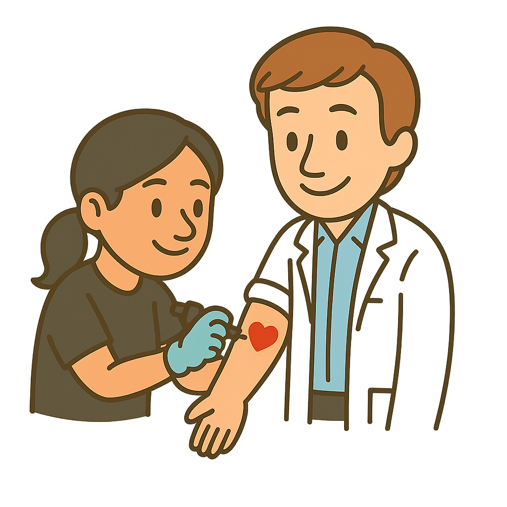 Dr. Mike Tattoo Vector Cartoon of a doctor getting a tattoo